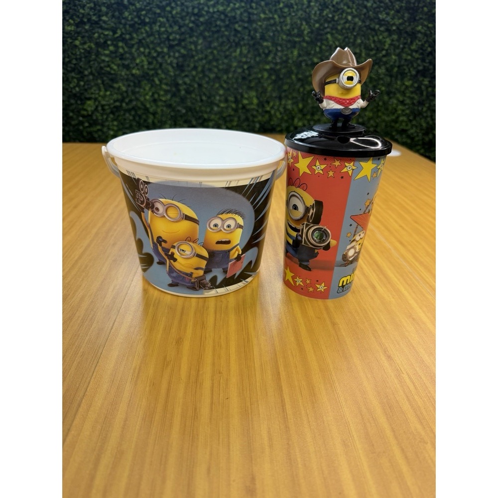 Minions & Monsters Cowboy Minion Souvenir Cup with Hat Lid And Popcorn Bucket